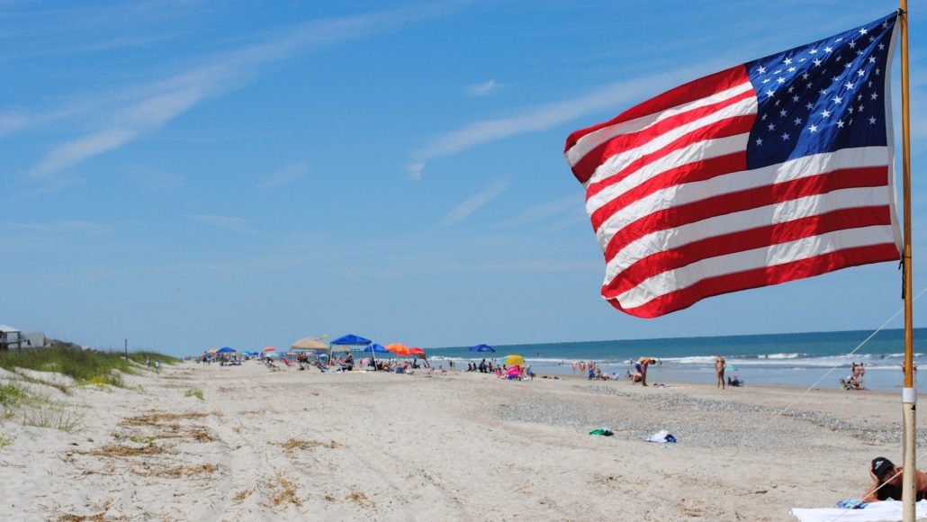 American Flag on Beach